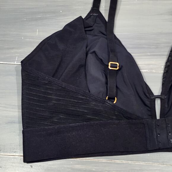 Lively The Busty Stripe Mesh Bralette Elastic Stretch Band Plunge Front Size 3 - Picture 4 of 9